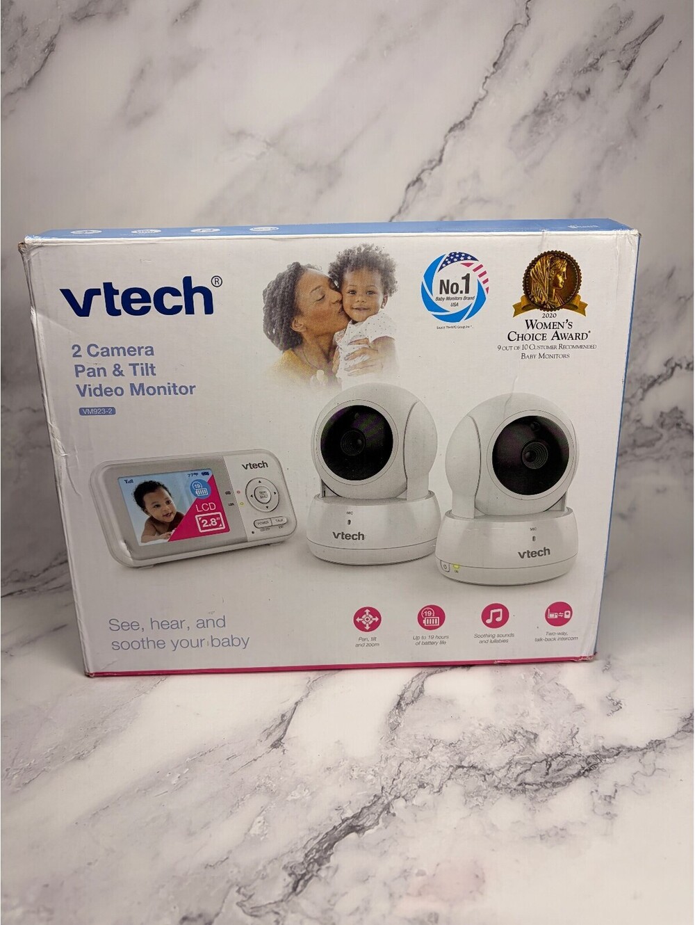 VTech VM923-2 2 Camera Pan & Tilt Video Baby Monitor System Open Box Complete